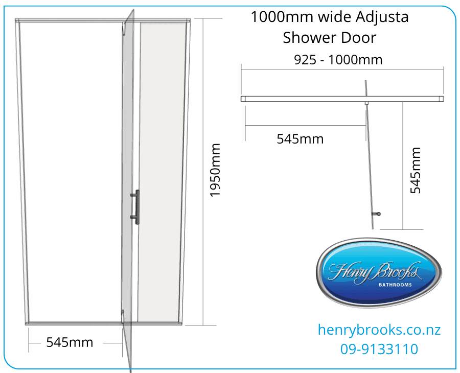 Shower door dimensions 925-1000 henry brooks